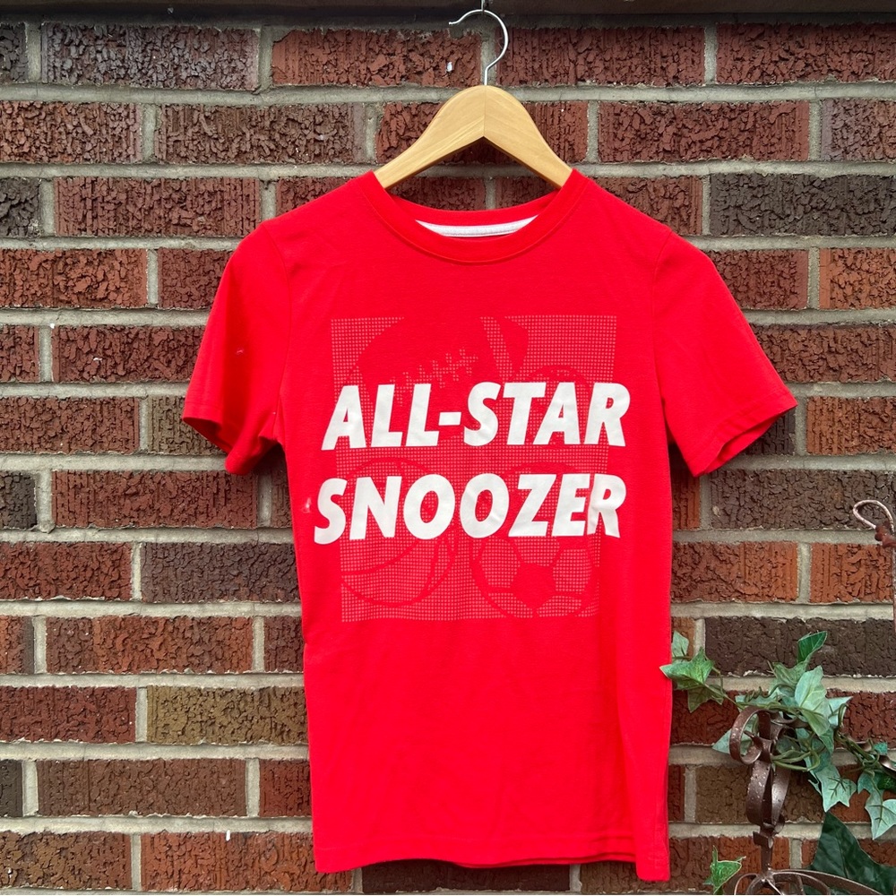 Cat & Jack Red and White All-Star Snoozer Short Sleeve Tee Shirt